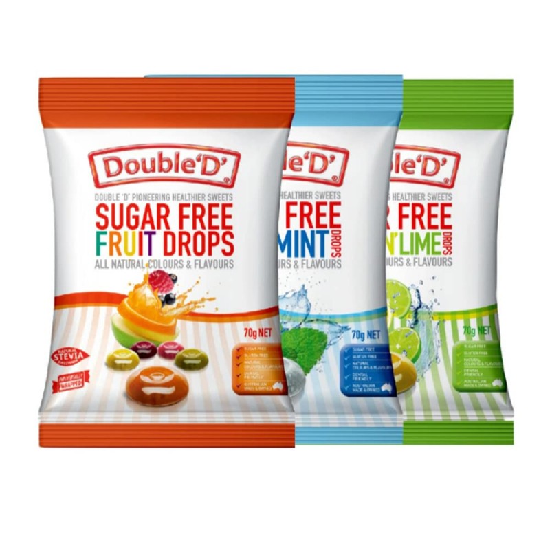 Double D Sugar free Clear Mint Lemon & Lime Drops Mix Candy Birthday Gift  Individual Package